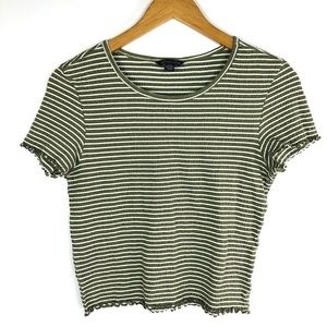 American Eagle Green Striped Lettuce Babydoll Top
